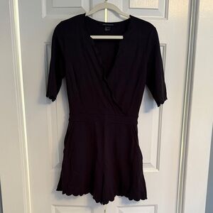French Connection Dark Navy Scalloped Edge Romper